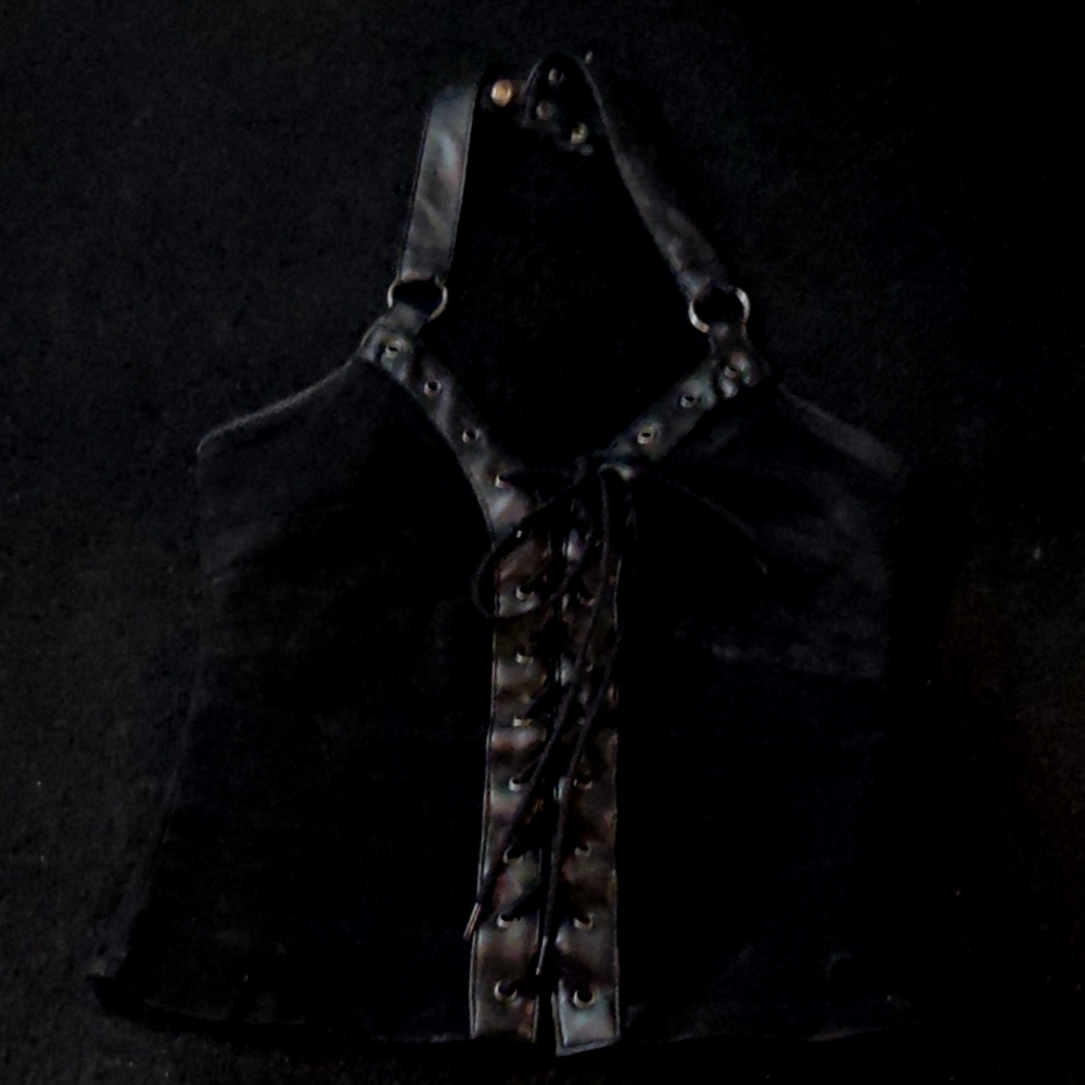 Killstar Aramis Halter Top faux leather black corset top